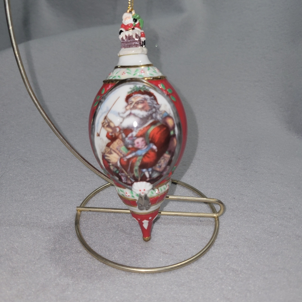 Bradford "Father Christmas" Porcelain Christmas Ornament 1999 Millennial Y2K Red